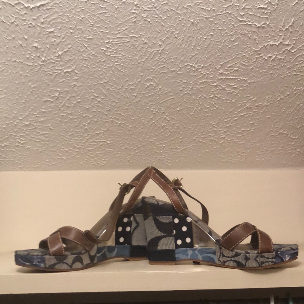 Coach denim patchwork wedges.